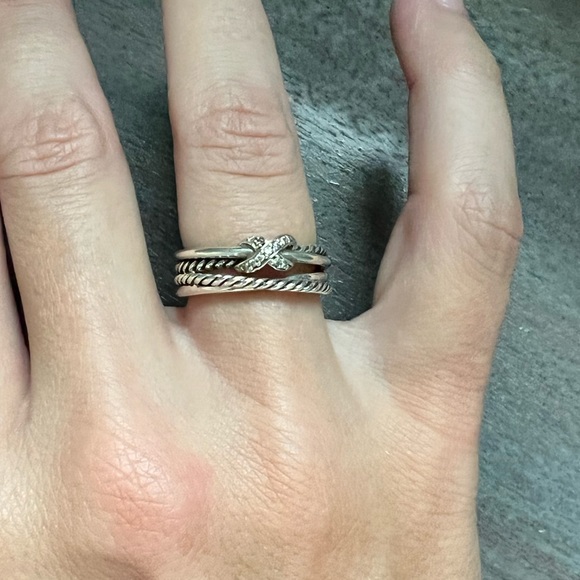 David Yurman x crossover band with pave diamonds size 6 - Picture 3 of 6